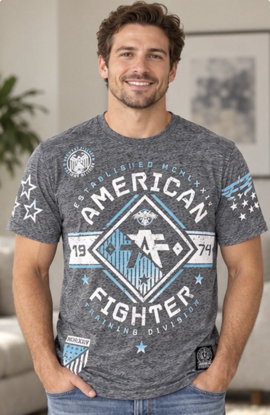 American Fighter Training Division T Shirt Mens Large Gray MMA 1974 Eagle